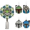 Hallmark Star Wars The Mandalorian - Puntale per albero di Natale in miniatura da 12,7 cm e mini ornamenti da 4,3 cm, set da 5, infrangibile