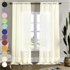 MYSTIC-HOME Tende Trasparenti Lunghe 84 Pollici, Tende Trasparenti con Tasca per Stelo, 2 Pannelli, 52 x84, trattamenti per finestre in Voile Semi Piegato per Cortile, Salotto, Beige