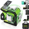 Huepar Livella Laser Autolivellante Professionale 12 Linee,Livello Laser Verde Dotato Di Batteria Agli Ioni Di Litio + Batteria AA，Con Schermo Lcd, Strumento Laser A Croce A 3×360° Per Soffitti