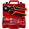 PEBA Set Pinza Crimpatrice Esagonale Professionale 0,08-10mm², 1735 Capicorda 33 Misure DIN 46228 (Lunghezze 8-18mm), Alta Conducibilità, Kit per Industria e Automotive con Valigetta Rossa