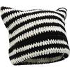 XYIYI Cappelli all'uncinetto per le donne gatto orecchio lavorato a maglia cappello Vintage Beanie Grunge Accessori Slouchy Cappelli per le donne, nero/bianco, Taglia unica