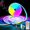 FWoche Striscia LED neon RGB 5M 12V, IP65, impermeabile, con app Bluetooth e telecomando, musica sync, flessibile, in silicone, Magic Color per esterni, soggiorno, camera da letto, parete