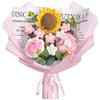 MEIVINES Bouquet di Fiori all'Uncinetto Completato Fiori Uncinetto Girasoli Rose Margherita Lavoro a Maglia Uncinetto Bouquet Per Gli Amici Famiglia Ufficio Vaso Decorativo