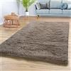TT Home Tappeto Salotto Pelo Lungo Shaggy Morbido Soffice Design Moderno Monocolore, Colore: Beige Taupe, Dimensione:140x200 cm