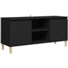 vidaXL Comodino con Gambe in Legno Massello Nero 103,5x30x50 cm