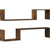 vidaXL Mensole a Muro 2 pz Rovere Fumo 100x15x20 cm Legno Multistrato