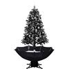vidaXL Albero di Natale con Nevicata e Base ad Ombrello Addobbi di Natale Decorazioni Natalizie Festoni Alberi Finti per Feste Nero 170 cm in PVC