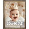 VictoR Cornice portafoto vintage nera oro 30 x 40 cm (A3) Vermeer - Antica cornice barocca con vetro acrilico - robusta parete posteriore in MDF - per formato verticale e orizzontale - Cornice A4