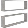 vidaXL Mensole Parete Cubo 2pz Grigio Cemento 100x15x30 cm Multistrato