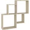 vidaXL Mensola Muro Cubo Rovere Sonoma 80x15x78,5cm Legno Multistrato