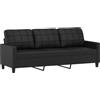 vidaXL Divano a 3 Posti Nero 180 cm in Similpelle