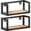 vidaXL Mensole a Muro 2 pz 40 cm in Legno Massello di Mango Grezzo