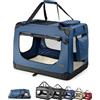 lionto Borsa trasportino per cani pieghevole per viaggi e auto, 50x34x36 cm, box di trasporto stabile con maniglie per gatti e animali fino a 10 kg, scatola in tessuto, blu scuro