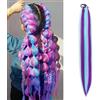 S-noilite Extension per capelli con coda di cavallo S-noilite Ombre con elastico per capelli da donna, finto parrucchino per feste quotidiane, treccia fai da te, 66 cm, 2 pezzi Ponytail,Mix viola, blu rosa