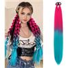 S-noilite Extension per capelli con coda di cavallo S-noilite Ombre con elastico per capelli da donna, finto parrucchino per feste quotidiane, treccia fai da te, 66 cm, 2 pezzi Ponytail,Rosso pesca-verde lago