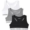 Calvin Klein Bambina Bralette Confezione da 3 Incrocio sulla Schiena, Multicolore (Purpleheather/Elfinyellow/Pcwhite), 14-16 Anni