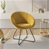 DEGHI Poltrona in velluto giallo ocra con gambe nere - Cross