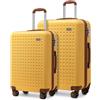 KONO Set di Valigie 67/76cm Trolley Media Valigia Grande Rigida Leggero con TSA Lucchetto e 4 Ruote Girevoli,Giallo