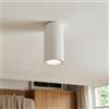 Plafoniera Cilindrica Ø70x140mm GU10 in Gesso Rigato Pitturabile