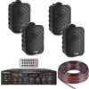 SHARD-LAB IMPIANTO AUDIO FILODIFFUSIONE DA PARETE X ESTERNO IP56 SISTEMA COMPLETO TENUTA STAGNA amplificatore BT + 4 altoparlanti con staffe + 100 mt. cavo