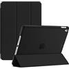 Noojan Techknow Custodia Magnetica Intelligente per iPad 10,2 (9a, 8a, 7a Generazione) Auto Sleep/Wake Smart Shell Cover Con Retro Satinato Traslucido (Nero)