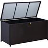 Outsunny Baule da Esterno da 284L con Pistone a Gas, Rattan PE e Acciaio, 118x54x59 cm, Marrone Scuro | Aosom Italy