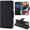 N NEWTOP Cover Compatibile con Apple iPhone 13 Pro Max, HQ Lateral Custodia Libro Flip Chiusura Magnetica Portafoglio Simil Pelle Stand (Nero)