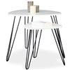 Relaxdays set 2 pezzi tavolino salotto angolare legno e metallo HxD 52x60 cm per divano, soggiorno, laccato lucido bianco