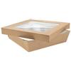Scatola con coperchio e finestra in carta marrone cm 20,5x20,5x5 (50 pezzi) - Marrone - Cartone,polietilene