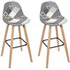 HOME DECO FACTORY, HD7490 - Set di 2 sgabelli da bar Patchwork, design scandinavo, seduta imbottita comoda, ideale per cucina e soggiorno, dimensioni 43 x 933 x 39 cm, colore: grigio