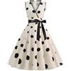 Hkdjaess Abito da sera elegante con cintura vintage retrò anni 50s Pin-Up Rockabilly Swing a pois 60 abiti sexy con scollo a V senza maniche 1950's stile Audrey Hepburn Elegante Polka Dot Abito da ballo per