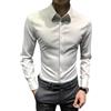 Generic Camicia da Uomo Antipiega con Bottoni, Camicia Elasticizzata Antipiega a Maniche Lunghe (White,XXL)