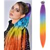 S-noilite Extension per capelli con coda di cavallo S-noilite Ombre con elastico per capelli da donna, finto parrucchino per feste quotidiane, treccia fai da te, 66 cm, 2 pezzi,Viola-blu-giallo-arancione