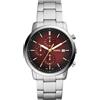 Fossil Orologio Minimalist Chrono da uomo, movimento cronografo, cassa 42 mm in acciaio inossidabile con bracciale in acciaio inossidabile, FS5887, Tono argento e marrone