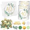 Luckeey 20 tovaglioli 40° compleanno 12 pezzi portacandele decorazione decorazione 100 pezzi verde coriandoli decorazione 40° compleanno donna uomo, 40 anni Happy Birthday decorazione eucalipto