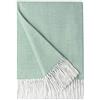 BOURINA Coperta a spina di pesce in finta cashmere, leggera, morbida, morbida, con frange per divano, 127 x 152 cm (verde, 50 x 60)