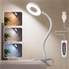 Foneso Lampada da Scrivania con Pinza, 48 LED, 3 Livelli di Luminosità, Blocca 99.9% Luce Blu, Lampada da Lettura per Letto, Libro, Lavoro, Tavolo(bianco,senza spina)