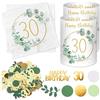 Luckeey 20 tovaglioli 30° compleanno + 12 lanterne da tavolo + 100 coriandoli decorazione verde, decorazione 30° compleanno donna uomo 30 anni Happy Birthday decorazione da tavolo eucalipto
