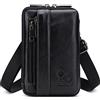 VARLIVOO Retro Borsello Uomo Tracolla Piccola Vera Pelle Sportivo Marsupio Borsa a Spalla Borsa da Cintura Correre Crossbody Mini Borsa Messenger per Passaporti Cellulare Lavoro Viaggio Nero