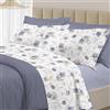 PENSIERI DELICATI Completo Letto Matrimoniale 100% Cotone, Completo 250x300 Comprensivo di Lenzuolo Sotto, Lenzuolo Sopra e 1 Federa a due Volant, Made in Italy, Fantasia Sanderson Grigio