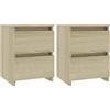 vidaXL 2X Comodini Moderni Eleganti Robusti con Cassetti Portaoggetti Armadietto Comò Cassettiera Versatile Rovere Sonoma 30x30x40 cm in Truciolato