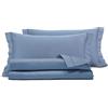 Smart Deco Home Completo letto lenzuola in raso di puro cotone Made in Italy con elegante ricamo MATRIMONIALE BLU