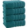 EBD Set di 4 teli da bagno extra large super Jumbo (100 x 200 cm, 600 g/m²), morbidi e grandi, in 100% cotone egiziano, asciugamani da bagno ad asciugatura rapida, asciugamani da bagno XL (blu laguna)