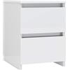 vidaXL Comodino Moderno Elegante Robusto con Cassetti Portaoggetti Armadietto Comò Cassettiera Versatile Bianco Lucido 30x30x40 cm in Truciolato