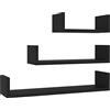 vidaXL 3X Mensole a Muro Robuste Resistenti Moderne Espositori Libri CD Scaffali a Sospensione Mobili Pensili Nero in Truciolato