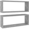 vidaXL Mensole Parete a Cubo 2pz Grigio Cemento 60x15x23cm Multistrato