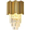 SUARIA Metà-secolo 2 Luci Cristallo Applique Da Parete Cono Oro Metallo Lampada Da Parete Moderno Lusso Titanio Gloden Lampada Da Parete Fxture Per Camera Corridoio Stanza Da Bagno-Dorato 25x35cm(10x14inch)