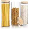 Arendo - Barattoli con coperchio da 2 litri - Set da 3 pezzi - 10 x 28 cm / - Contenitore in vetro - Resistente al calore - Barattoli con coperchio in legno - ermetici - per cereali, zucchero, farina