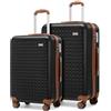 KONO Set di Valigie 67/76cm Trolley Media Valigia Grande Rigida Leggero con TSA Lucchetto e 4 Ruote Girevoli,Nero