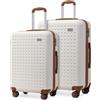 KONO Set di Valigie 67/76cm Trolley Media Valigia Grande Rigida Leggero con TSA Lucchetto e 4 Ruote Girevoli,Bianco